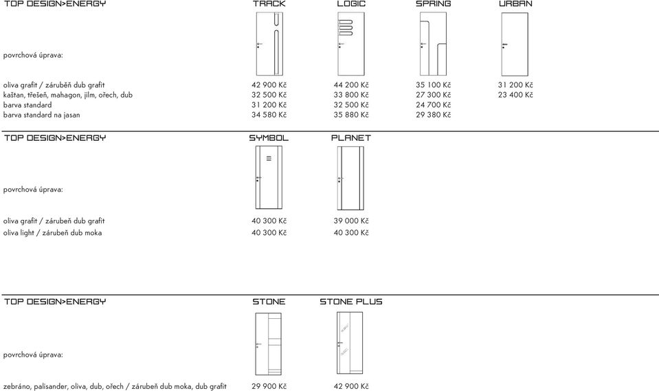 34 580 Kč 35 880 Kč 29 380 Kč oliva grafit / zárubeň dub grafit 40 300 Kč 39 000 Kč oliva light / zárubeň dub