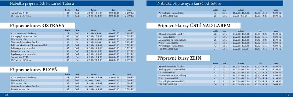 2. 08 17. 5. 08 10.00 15.15 3 299 Kč LF semestrální 48 So S 23. 2. 08 31. 5. 08 10.00 15.15 3 499 Kč Matematika na ekon. fakulty 36 St 13. 2. 08 9. 4. 08 16.15 19.