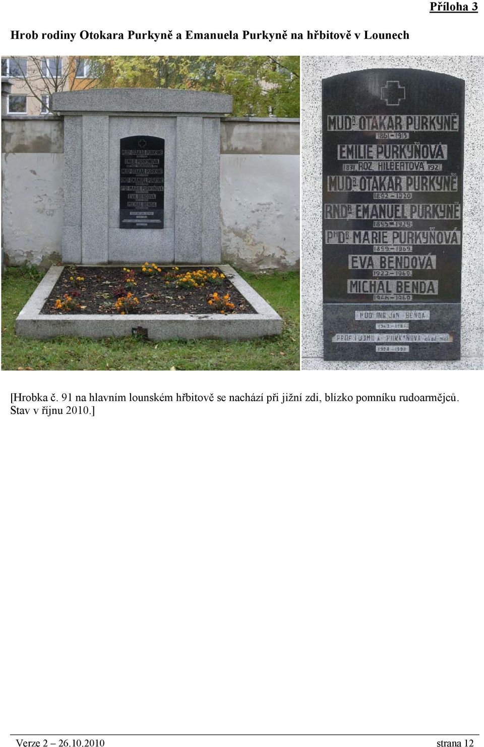 91 na hlavním lounském hřbitově se nachází při jižní