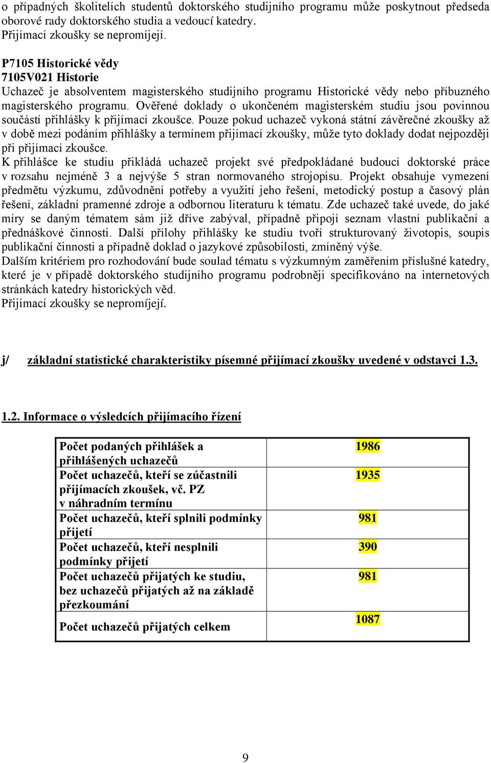 Ověřené doklady o ukončeném magisterském studiu jsou povinnou součástí přihlášky k přijímací zkoušce.