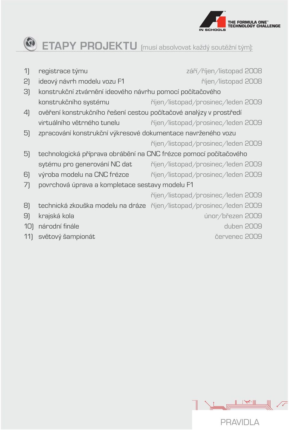 2009 5) zpracování konstrukční výkresové dokumentace navrženého vozu říjen/listopad/prosinec/leden 2009 5) technologická příprava obrábění na CNC frézce pomocí počítačového sytému pro generování NC