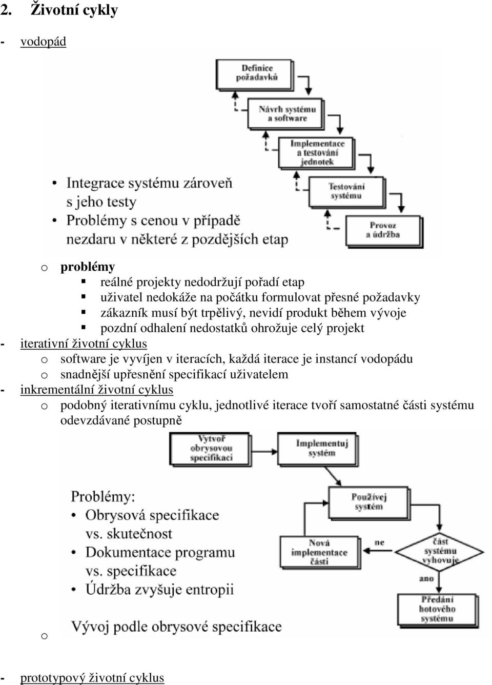 software je vyvíjen v iteracích, každá iterace je instancí vodopádu o snadnější upřesnění specifikací uživatelem - inkrementální