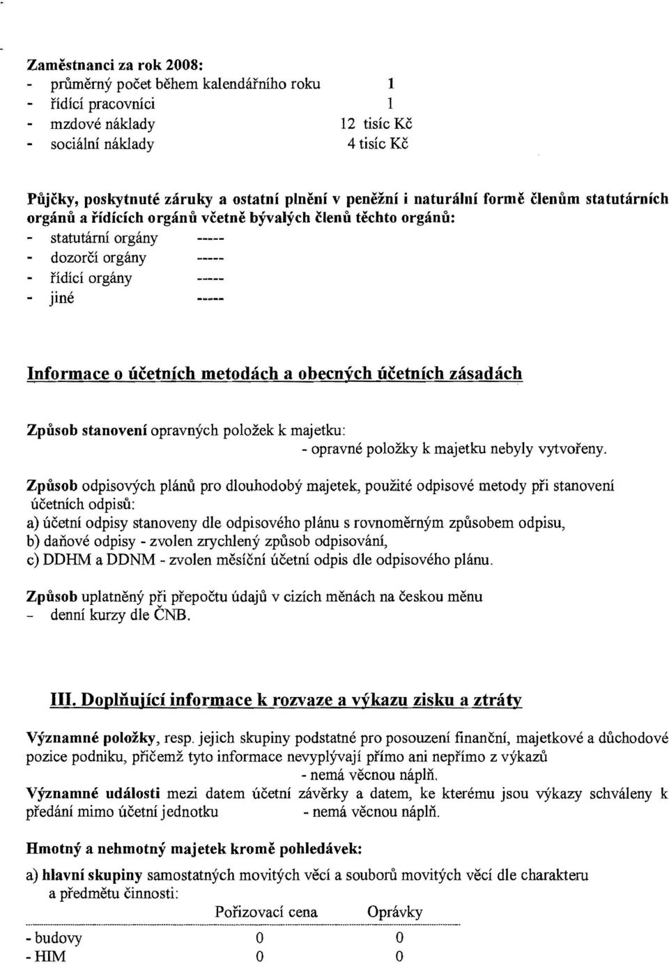 obecnych ucetnich zasadach Zpusob stanoveni opravnych polozek k majetku: - opravne polozky k majetku nebyly vytvoreny.