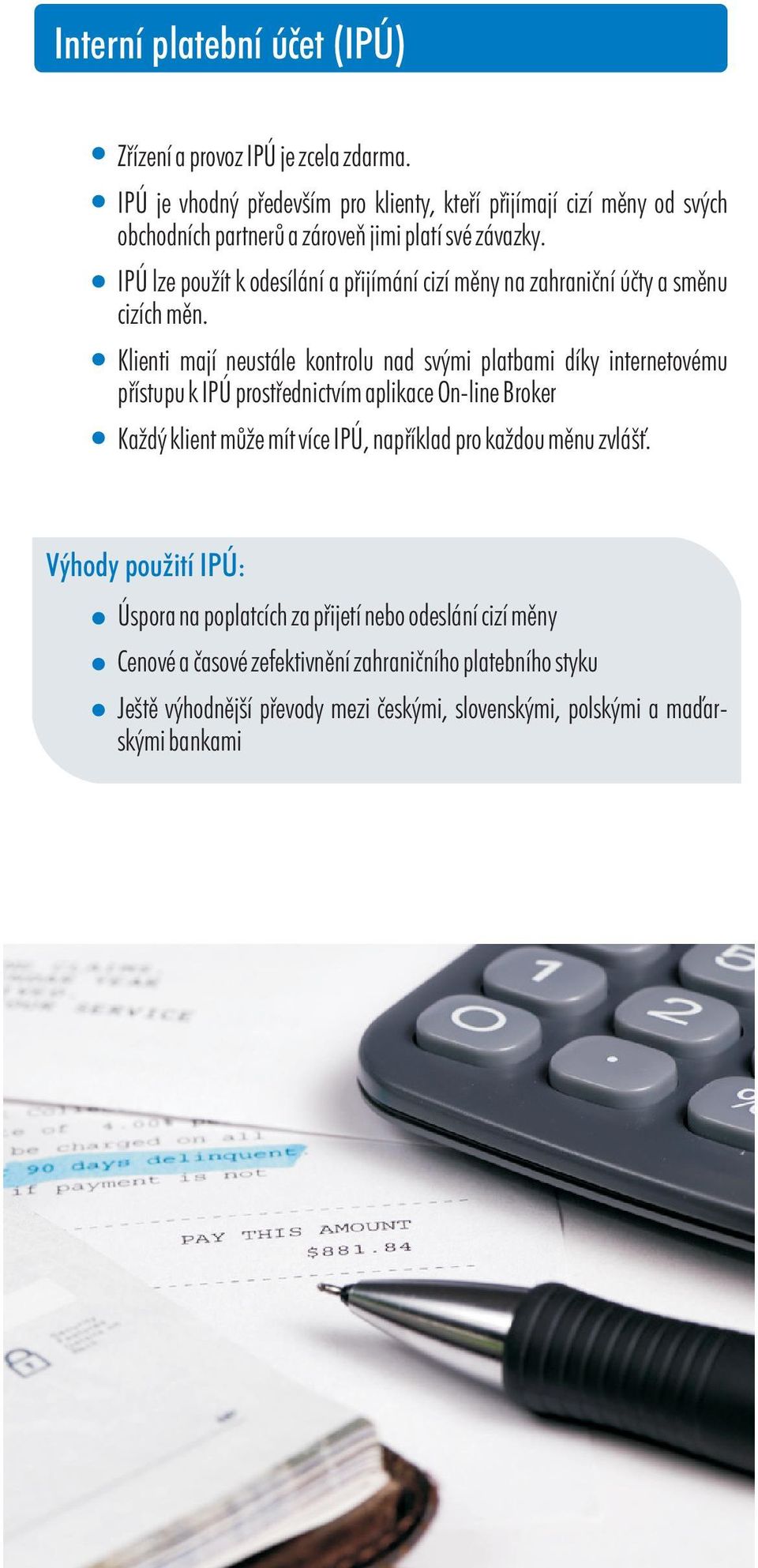 IPÚ lze použít k odesílání a pøijímání cizí mìny na zahranièní úèty a smìnu cizích mìn.