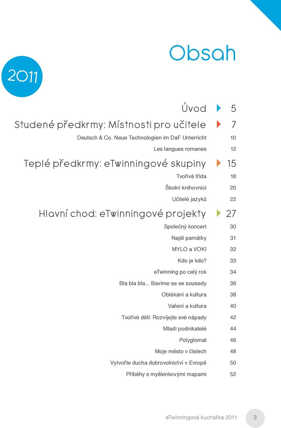 Hlavní chod: etwinningové projekty 27 Společný koncert 30 Najdi památky 31 MYLO a VOKI 32 Kdo je kdo? 33 etwinning po celý rok 34 Bla bla bla.