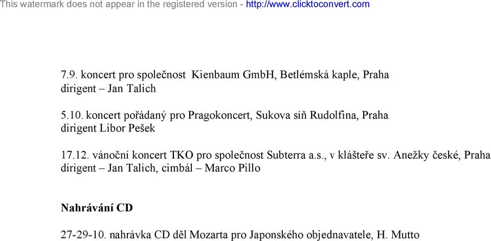 vánoční koncert TKO pro společnost Subterra a.s., v klášteře sv.