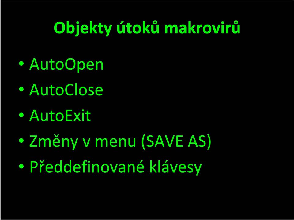 AutoExit Změny v menu