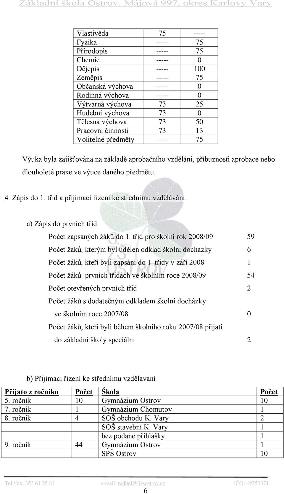 4. Zápis do 1. tříd a přijímací řízení ke střednímu vzdělávání. a) Zápis do prvních tříd Počet zapsaných ţáků do 1.