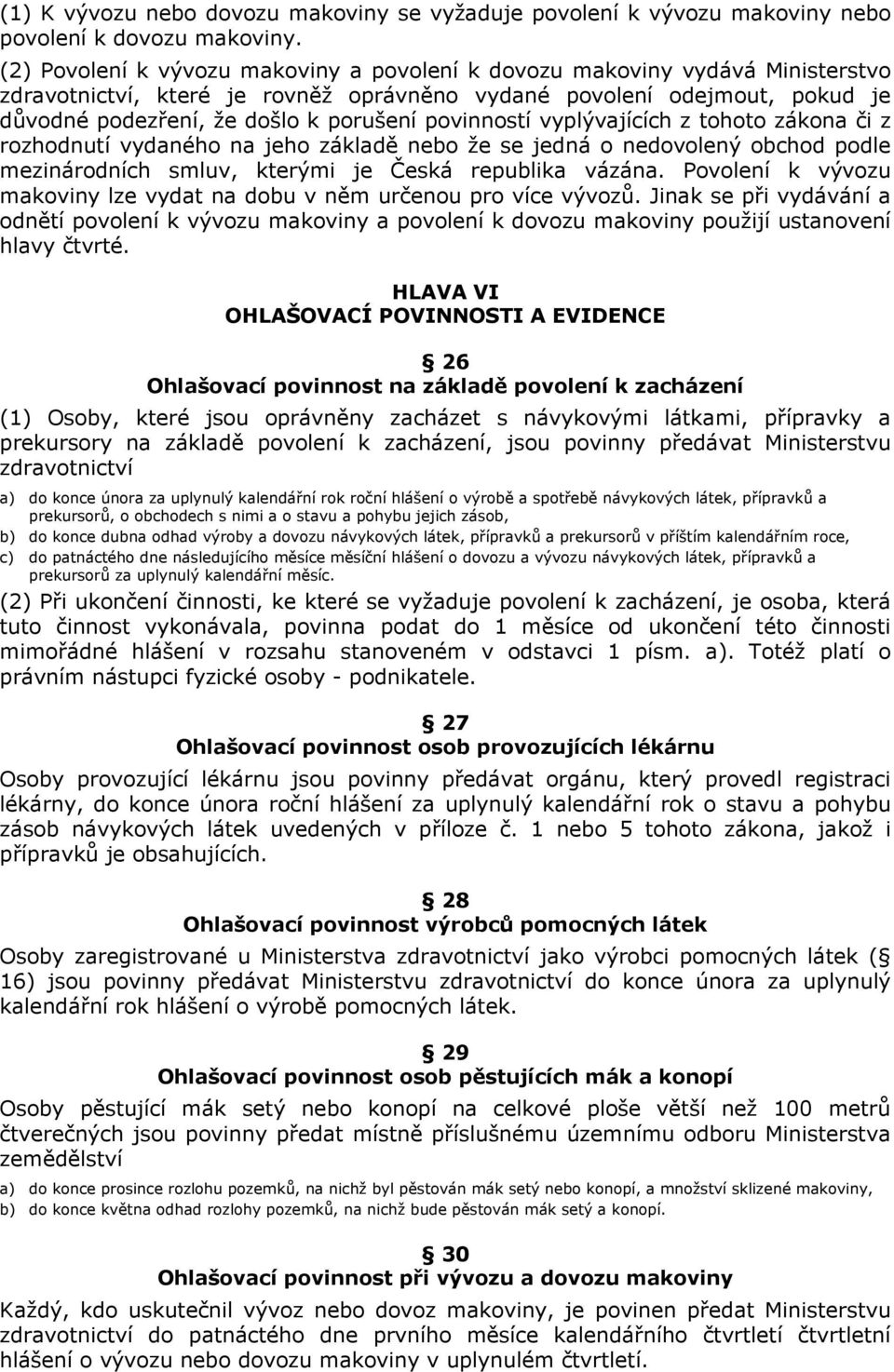 povinností vyplývajících z tohoto zákona či z rozhodnutí vydaného na jeho základě nebo že se jedná o nedovolený obchod podle mezinárodních smluv, kterými je Česká republika vázána.