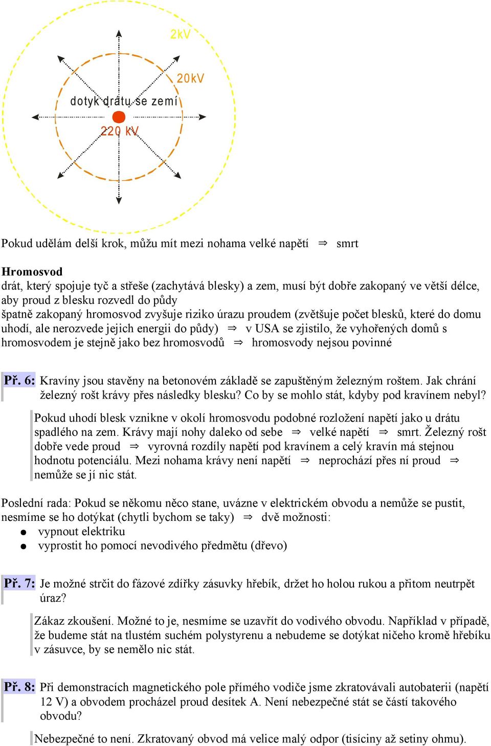 zjistilo, že vyhořených domů s hromosvodem je stejně jako bez hromosvodů hromosvody nejsou povinné Př. 6: Kravíny jsou stavěny na betonovém základě se zapuštěným železným roštem.