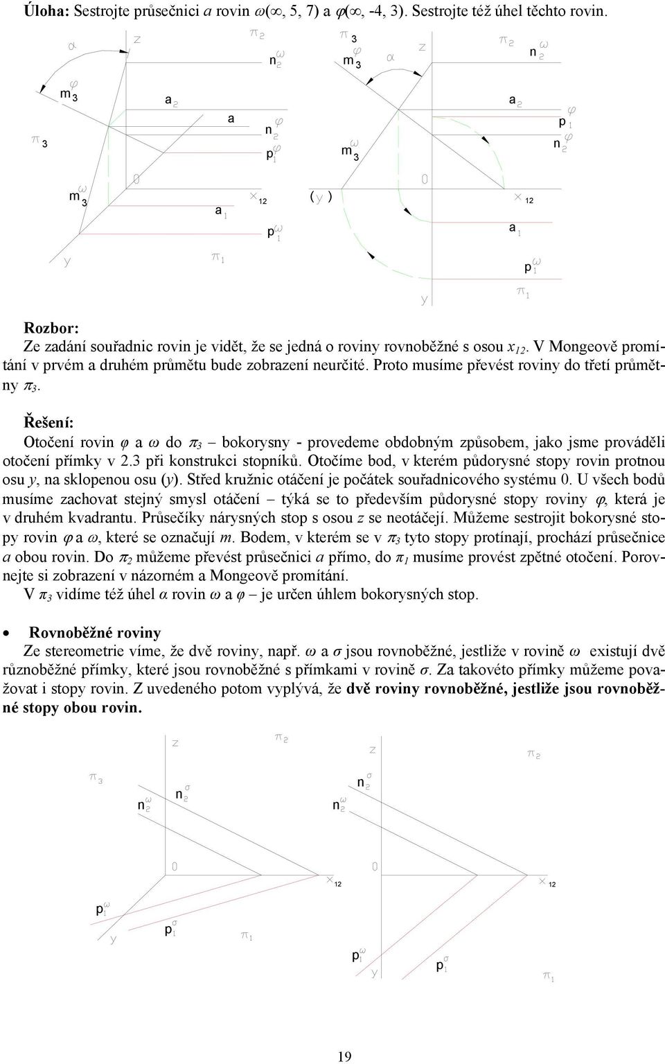 3 ři ostruci stoíů. Otočíme od, v terém ůdorysé stoy rovi rotou osu y, sloeou osu (y). Střed ružic otáčeí je očáte souřdicovéo systému 0.