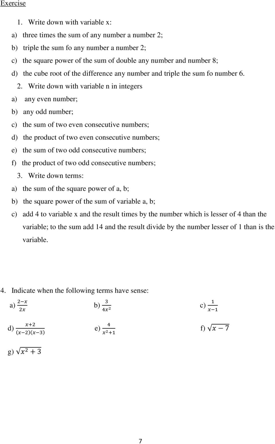 root of the difference any number and triple the sum fo number 6. 2.