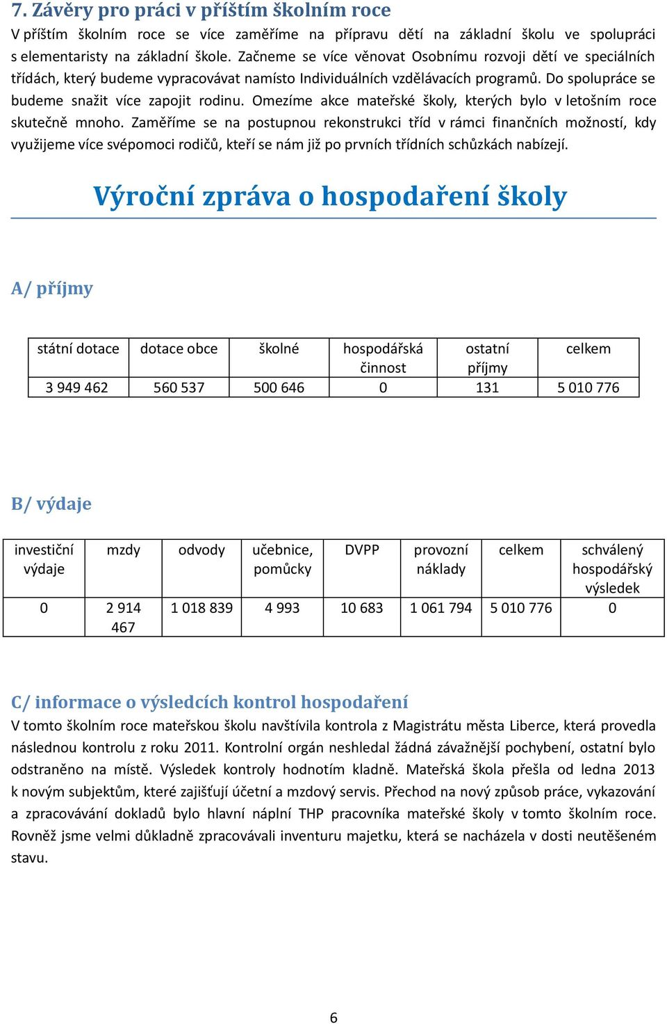 Omezíme akce mateřské školy, kterých bylo v letošním roce skutečně mnoho.