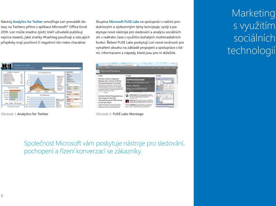 Skupina Microsoft FUSE Labs ve spolupráci s našimi produktovými a výzkumnými týmy koncipuje, vyvíjí a poskytuje nové nástroje pro sledování a analýzu sociálních síti v reálném čase s využitím