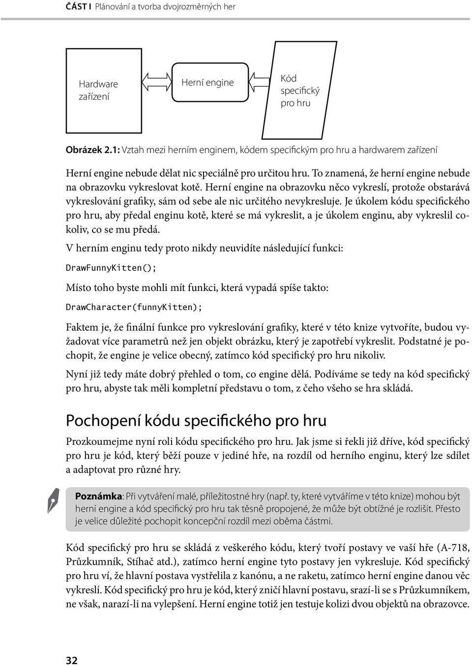 Herní engine na obrazovku něco vykreslí, protože obstarává vykreslování grafiky, sám od sebe ale nic určitého nevykresluje.