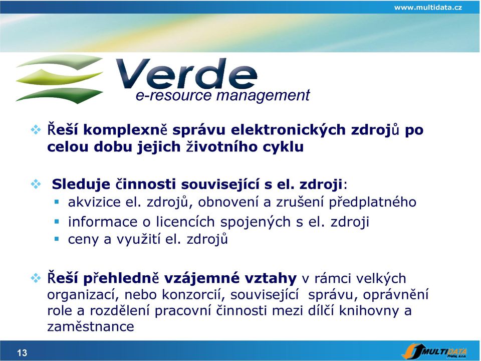 zdrojů, obnovení a zrušení předplatného informace o licencích spojených s el. zdroji ceny a využití el.