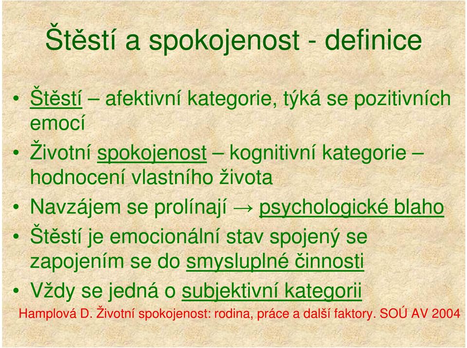 blaho Štěstí je emocionální stav spojený se zapojením se do smysluplné činnosti Vždy se jedná o