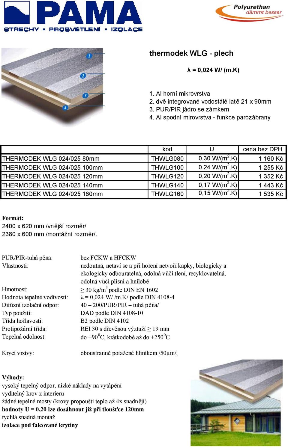 THWLG080 0,30 W/(m 2.K) 1 160 Kč THWLG100 0,24 W/(m 2.K) 1 255 Kč THWLG120 0,20 W/(m 2.K) 1 352 Kč THWLG140 0,17 W/(m 2.K) 1 443 Kč THWLG160 0,15 W/(m 2.