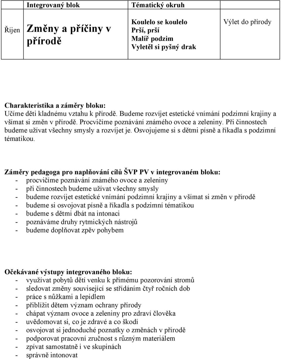 Osvojujeme si s dětmi písně a říkadla s podzimní tématikou.