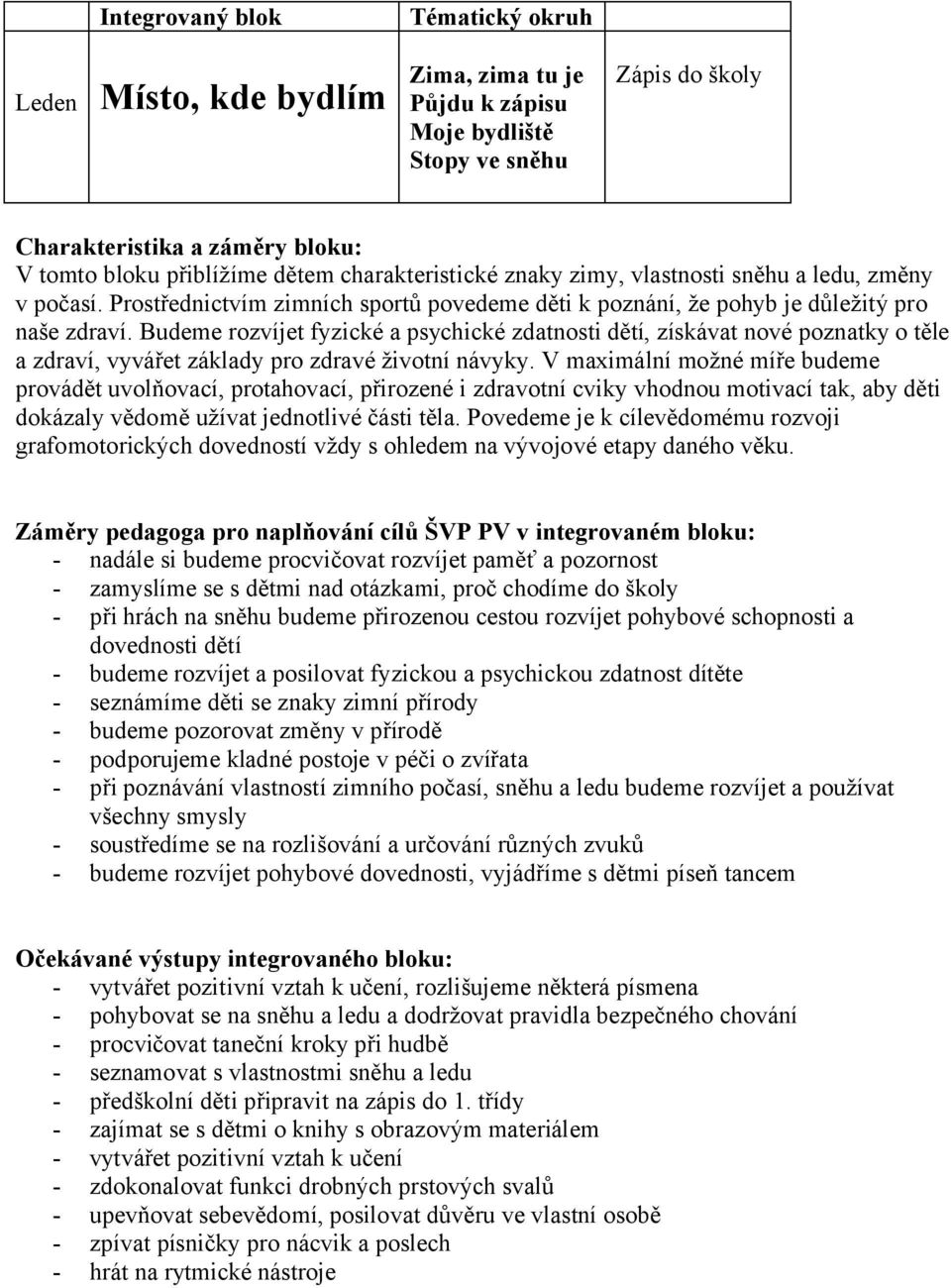 Budeme rozvíjet fyzické a psychické zdatnosti dětí, získávat nové poznatky o těle a zdraví, vyvářet základy pro zdravé životní návyky.