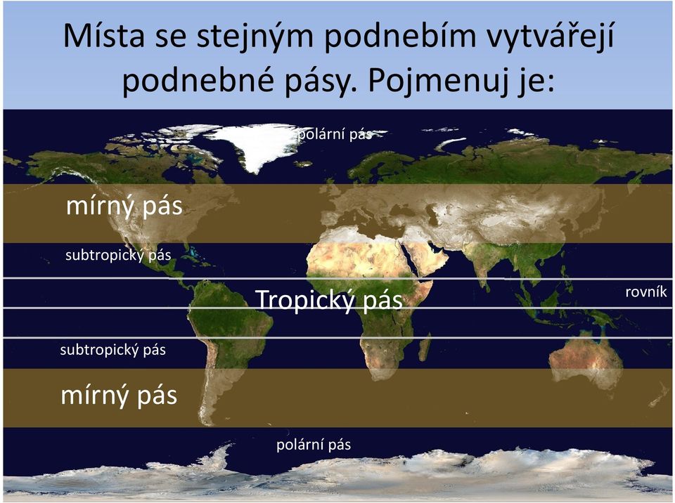 Pojmenuj je: polární pás mírný pás