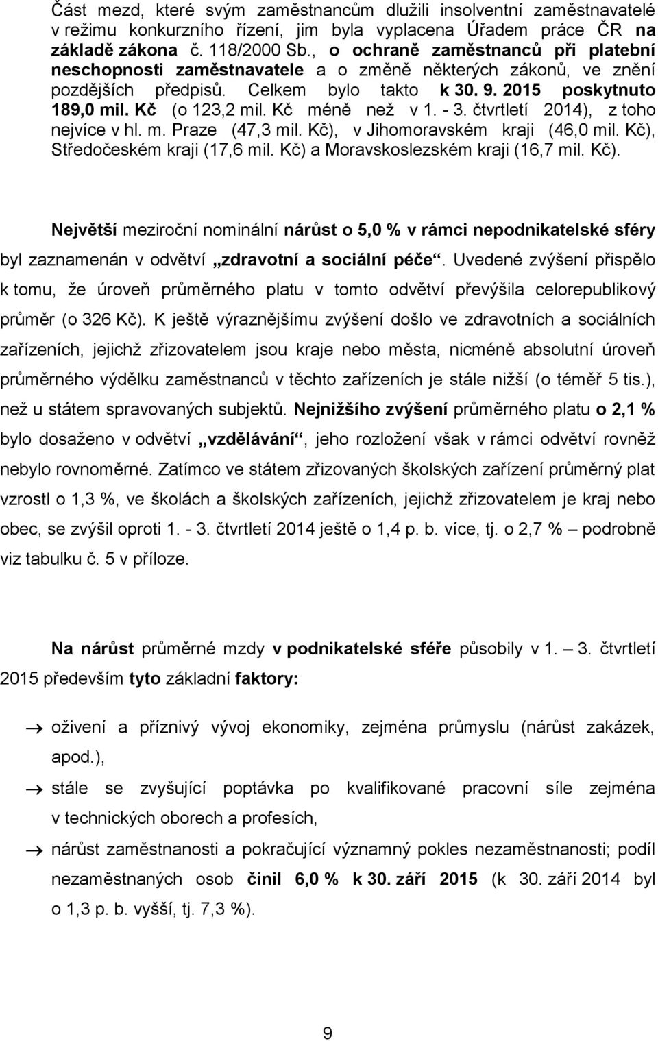 Kč méně než v 1. - 3. čtvrtletí 2014), z toho nejvíce v hl. m. Praze (47,3 mil. Kč),