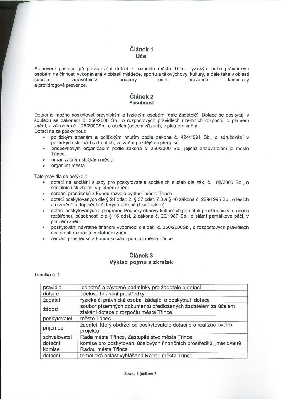 sociální, zdravotnictví, podpory rodin, prevence kriminality a protidrogové prevence. Článek 2 Působnost Dotaci je možno poskytovat právnickým a fyzickým osobám (dále žadatelé).