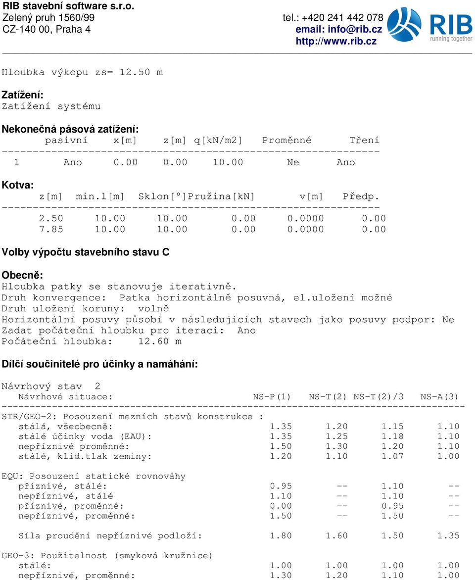 00 7.85 10.00 10.00 0.00 0.0000 0.00 Volby výpo tu stavebního stavu C Obecn : Hloubka patky se stanovuje iterativn. Druh konvergence: Patka horizontáln posuvná, el.