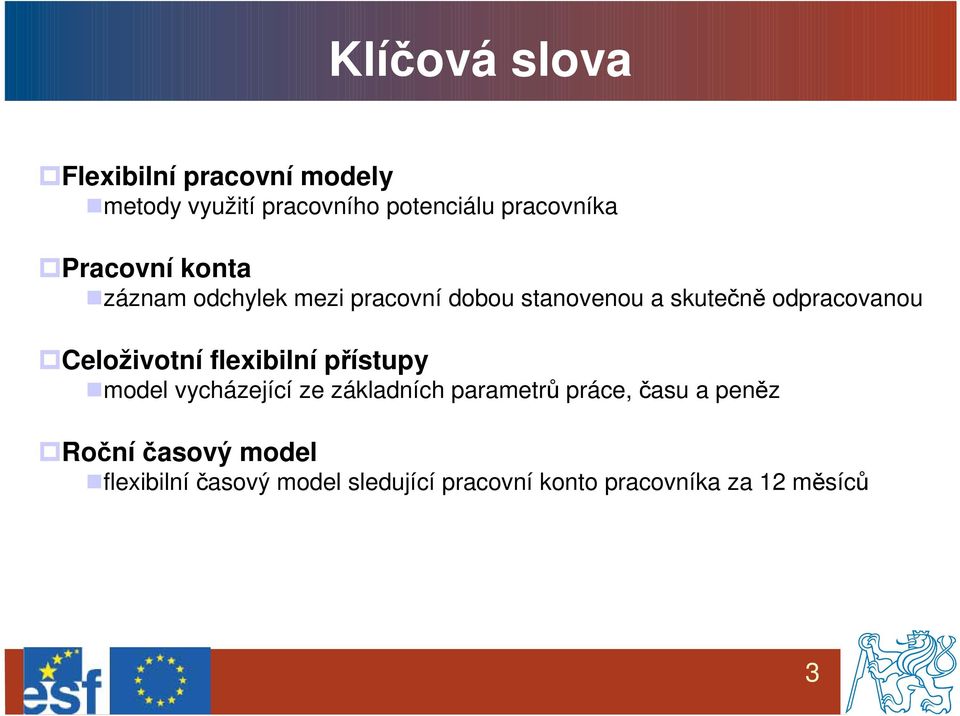 Celoživotní flexibilní přístupy model vycházející ze základních parametrů práce, času a