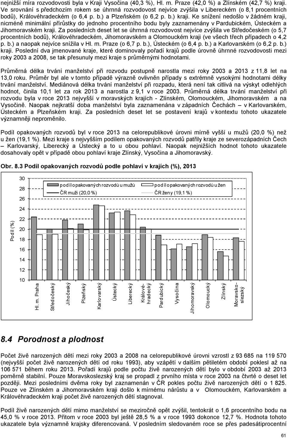 Ke snížení nedošlo v žádném kraji, nicméně minimální přírůstky do jednoho procentního bodu byly zaznamenány v Pardubickém, Ústeckém a Jihomoravském kraji.