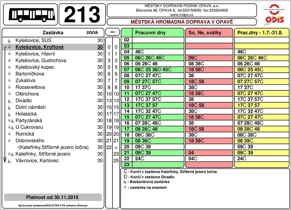 C 38C 39C C 39 C 39 C C 38C 58C 38 C 58 38C 58C 38 C 58 38C 58C 38 C 58 38C 59C C C - Končí v zastávce Kateřinky, Stříbrné