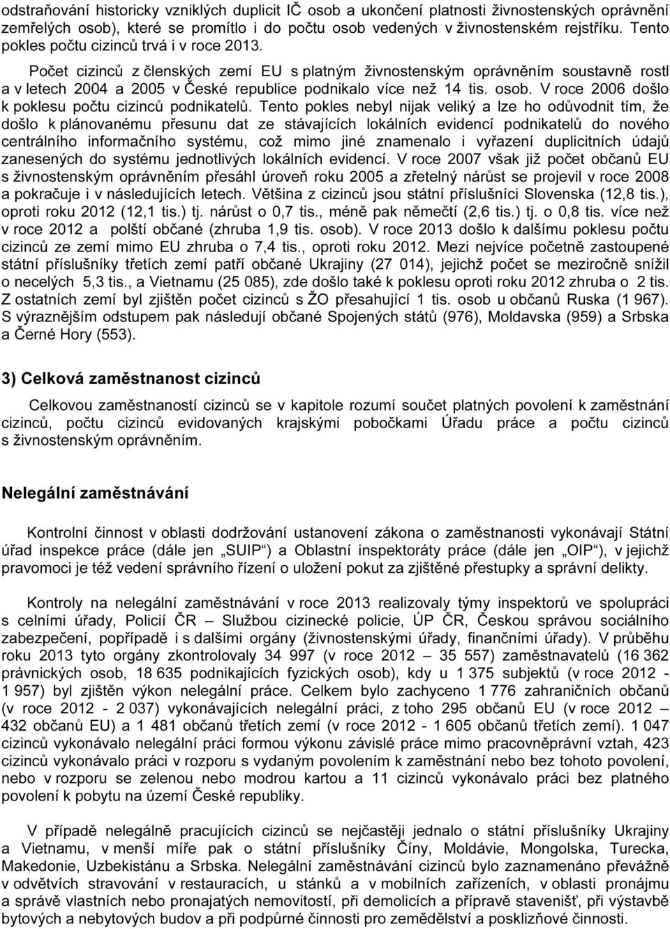 osob. V roce 2006 došlo k poklesu počtu cizinců podnikatelů.