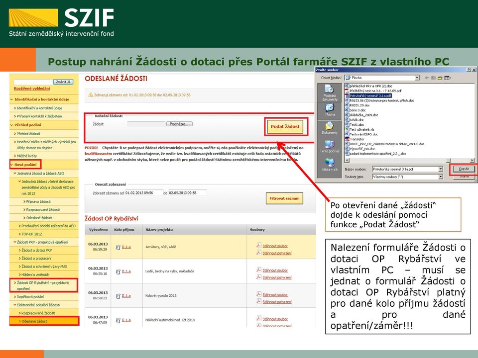 formuláře Žádosti o dotaci OP Rybářství ve vlastním PC musí se jednat o formulář