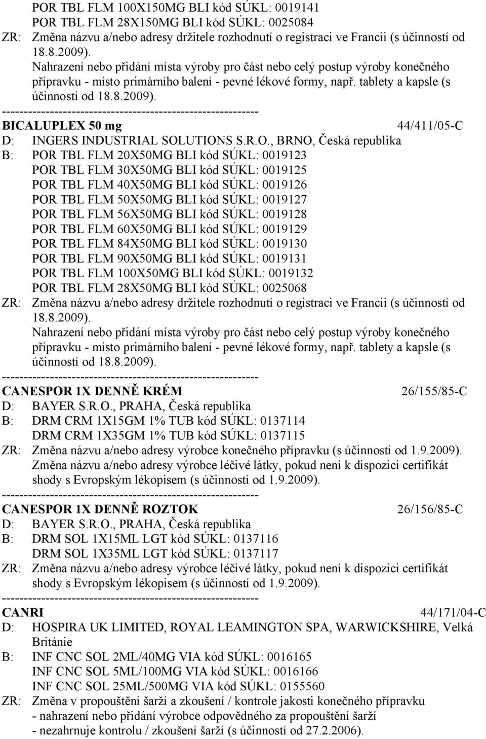 UTIONS S.R.O., BRNO, Česká republika B: POR TBL FLM 20X50MG BLI kód SÚKL: 0019123 POR TBL FLM 30X50MG BLI kód SÚKL: 0019125 POR TBL FLM 40X50MG BLI kód SÚKL: 0019126 POR TBL FLM 50X50MG BLI kód SÚKL: