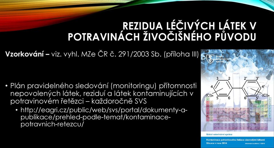 (příloha III) Plán pravidelného sledování (monitoringu) přítomnosti nepovolených látek,