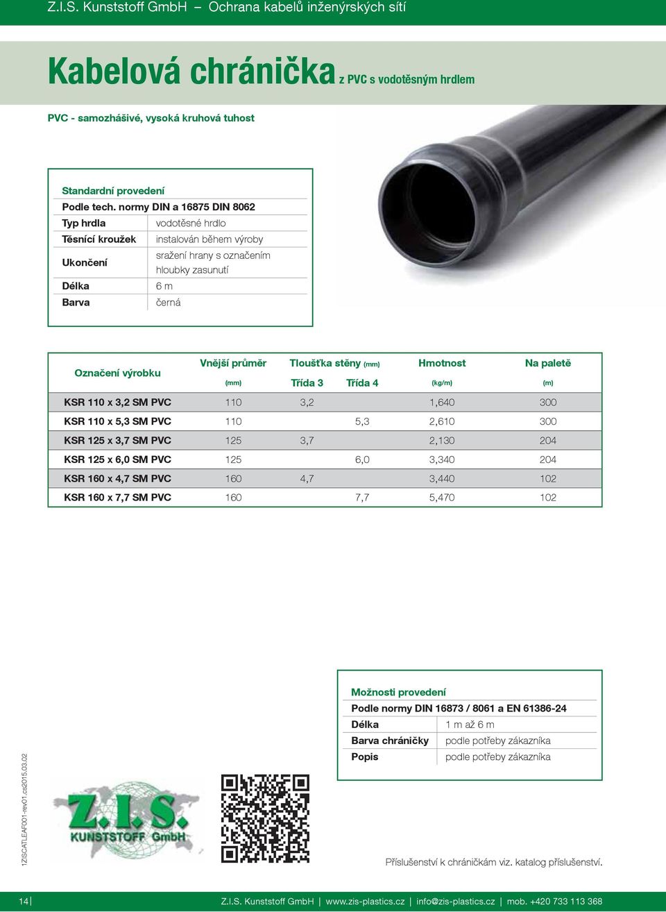 3 Třída 4 KSR 110 x 3,2 SM PVC 110 3,2 1,640 300 KSR 110 x 5,3 SM PVC 110 5,3 2,610 300 KSR 125 x 3,7 SM PVC 125 3,7 2,130 204 KSR 125 x 6,0 SM PVC 125 6,0 3,340 204 KSR 160 x 4,7