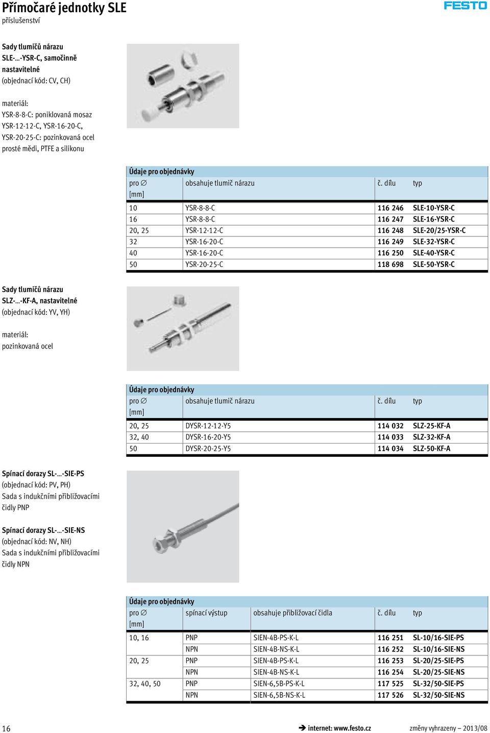 dílu typ [mm] 10 YSR-8-8-C 116 246 SLE-10-YSR-C 16 YSR-8-8-C 116 247 SLE-16-YSR-C 20, 25 YSR-12-12-C 116 248 SLE-20/25-YSR-C 32 YSR-16-20-C 116 249 SLE-32-YSR-C 40 YSR-16-20-C 116 250 SLE-40-YSR-C 50