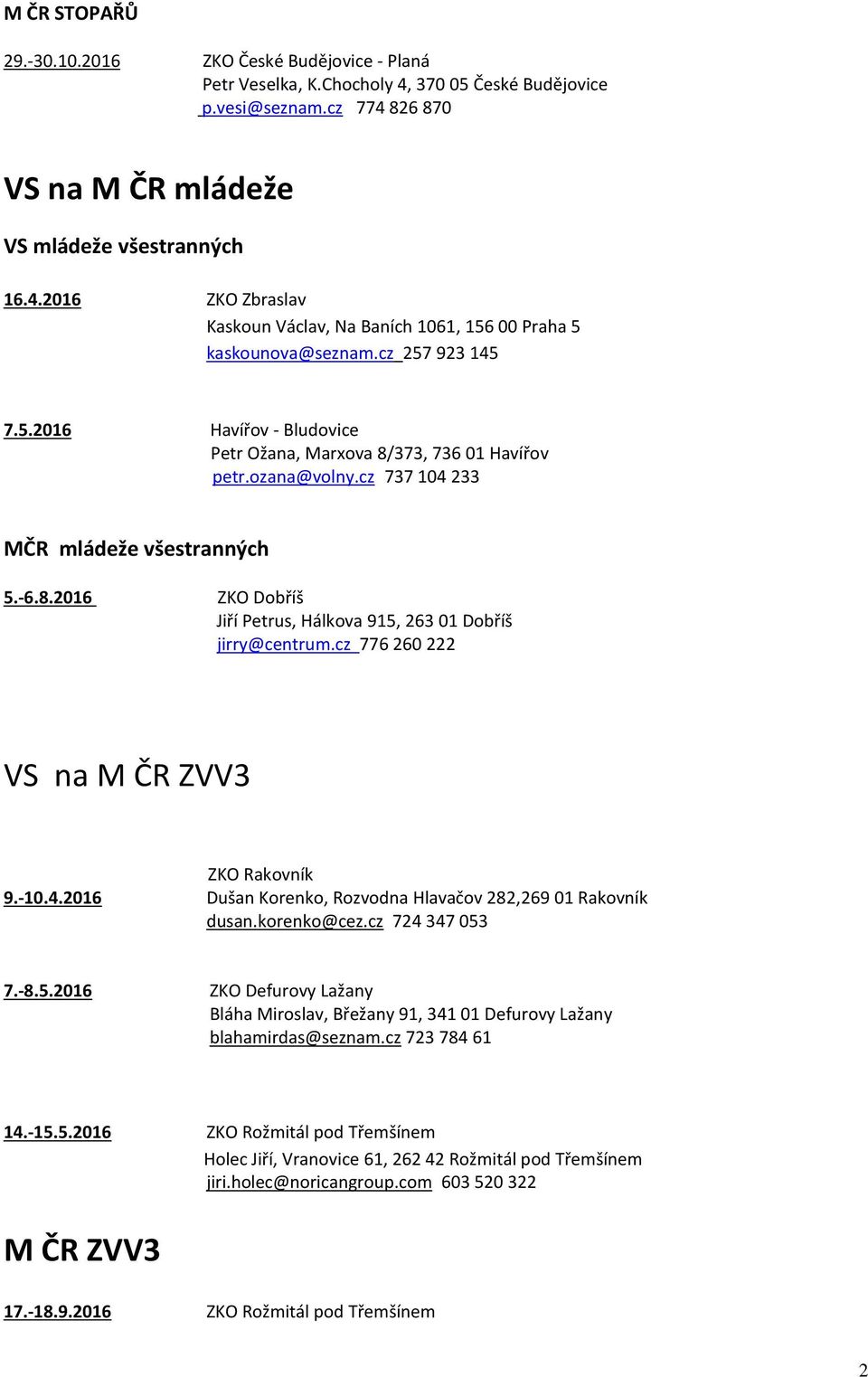 cz 776 260 222 VS na M ČR ZVV3 ZKO Rakovník 9.-10.4.2016 Dušan Korenko, Rozvodna Hlavačov 282,269 01 Rakovník dusan.korenko@cez.cz 724 347 053