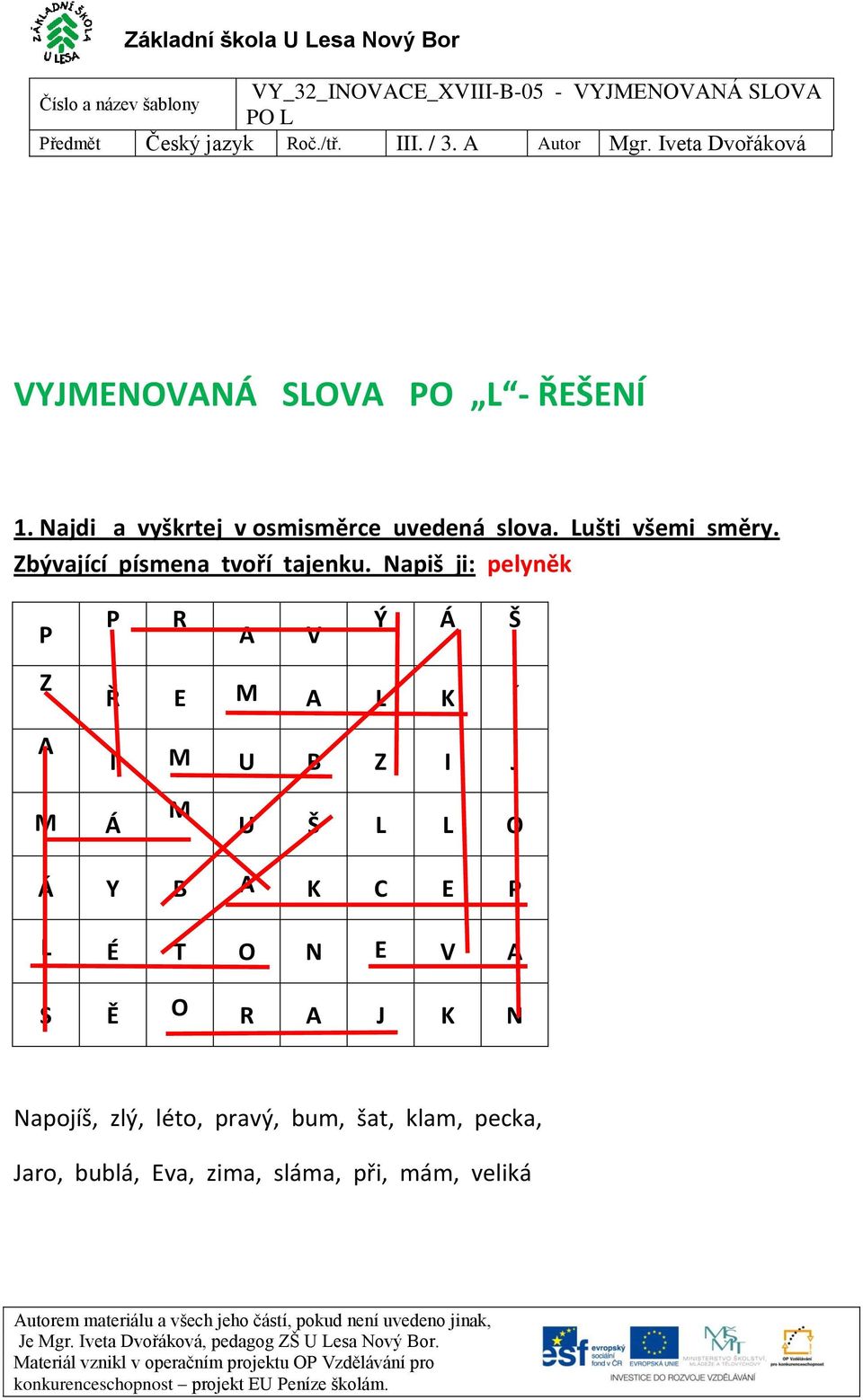 Napiš ji: pelyněk P Z A M P R A V Ý Á Š Ř E M A L K Í I M U B Z I J Á M U Š L L O Á Y B A