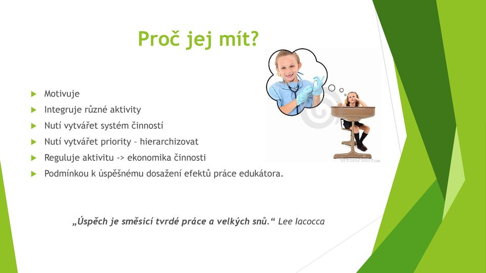 Nutí vytvářet priority hierarchizovat Reguluje aktivitu ->