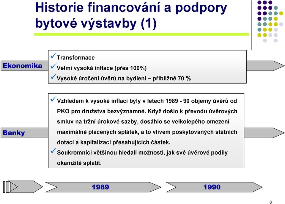 Když došlo k převodu úvěrových smluv na tržní úrokové sazby, dosáhlo se velkolepého omezení maximálně placených splátek, a to vlivem