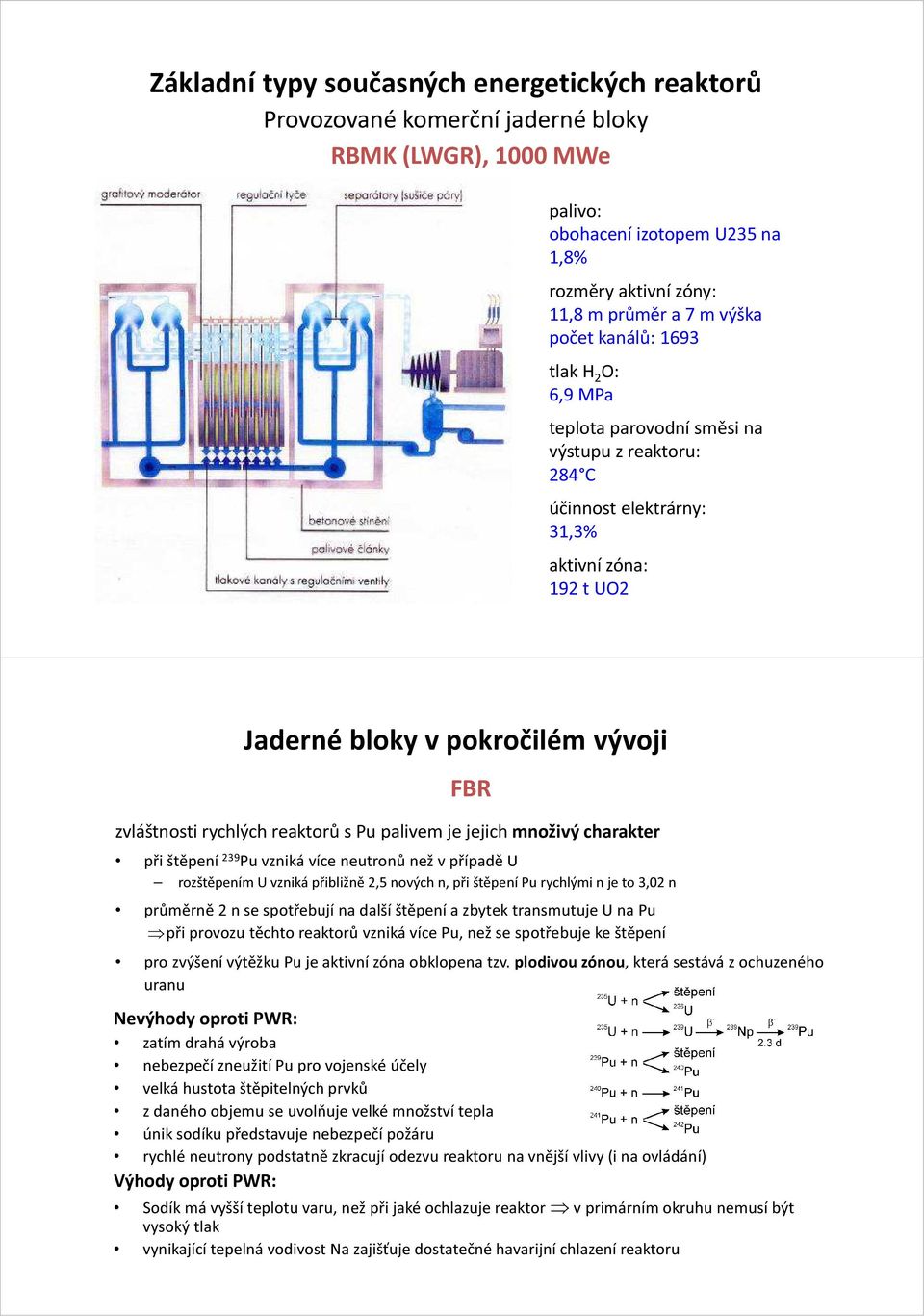 n, při štěpení Pu rychlými n je to 3,02 n průměrně 2 n se spotřebují na další štěpení a zbytek transmutuje U na Pu při provozu těchto reaktorů vzniká více Pu, než se spotřebuje ke štěpení pro zvýšení