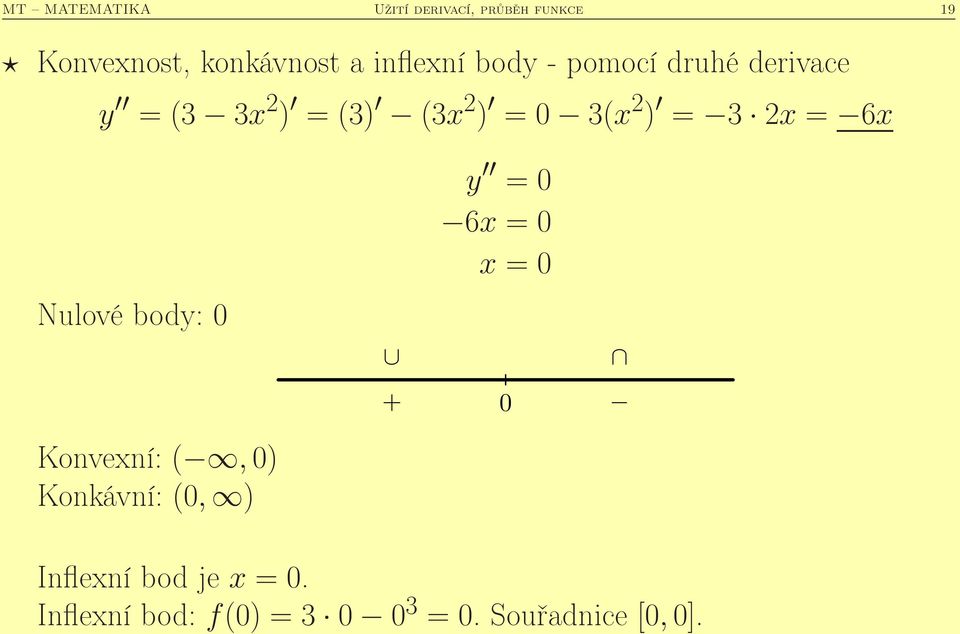 (3) (3 2 ) = 3( 2 ) = 3 2 = 6 Nulové bod: Konvení: (,) Konkávní: