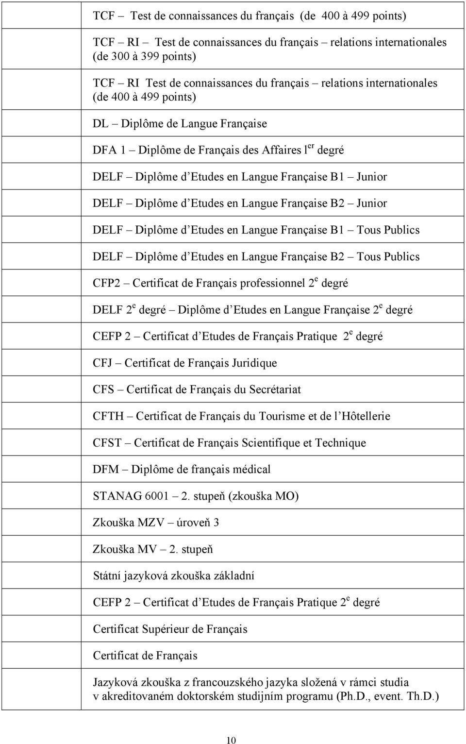 Langue Française B2 Junior DELF Diplôme d Etudes en Langue Française B1 Tous Publics DELF Diplôme d Etudes en Langue Française B2 Tous Publics CFP2 Certificat de Français professionnel 2 e degré DELF