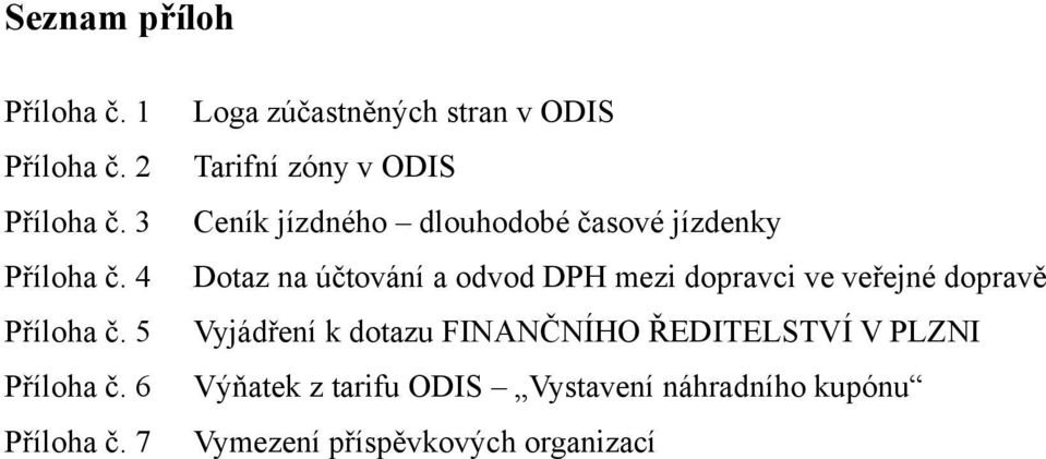 7 Loga zúčastněných stran v ODIS Tarifní zóny v ODIS Ceník jízdného dlouhodobé časové jízdenky