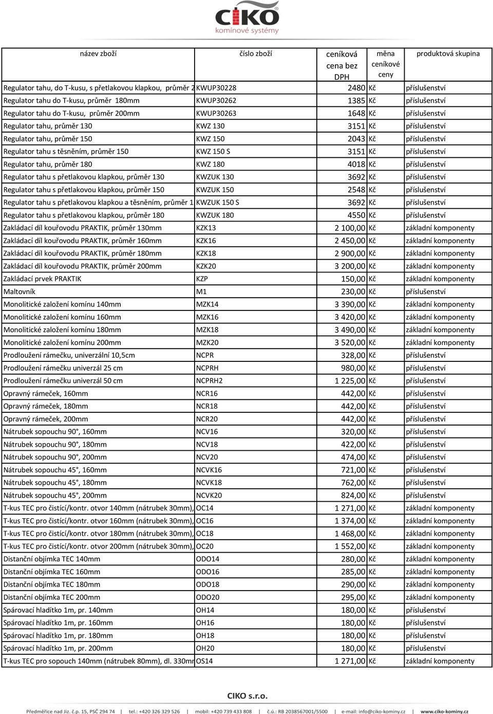 3151 Kč příslušenství Regulator tahu, průměr 180 KWZ 180 4018 Kč příslušenství Regulator tahu s přetlakovou klapkou, průměr 130 KWZUK 130 3692 Kč příslušenství Regulator tahu s přetlakovou klapkou,