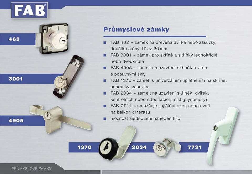 uplatněním na skříně, schránky, zásuvky FAB 2034 zámek na uzavření skříněk, dvířek, kontrolních nebo odečítacích míst (plynoměry)