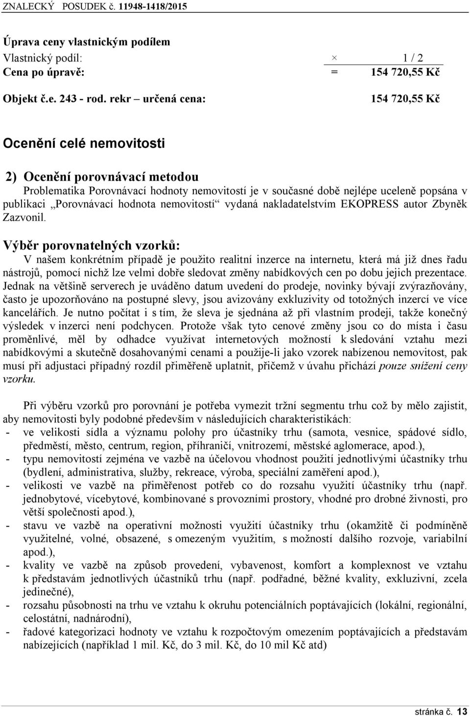 hodnota nemovitostí vydaná nakladatelstvím EKOPRESS autor Zbyněk Zazvonil.