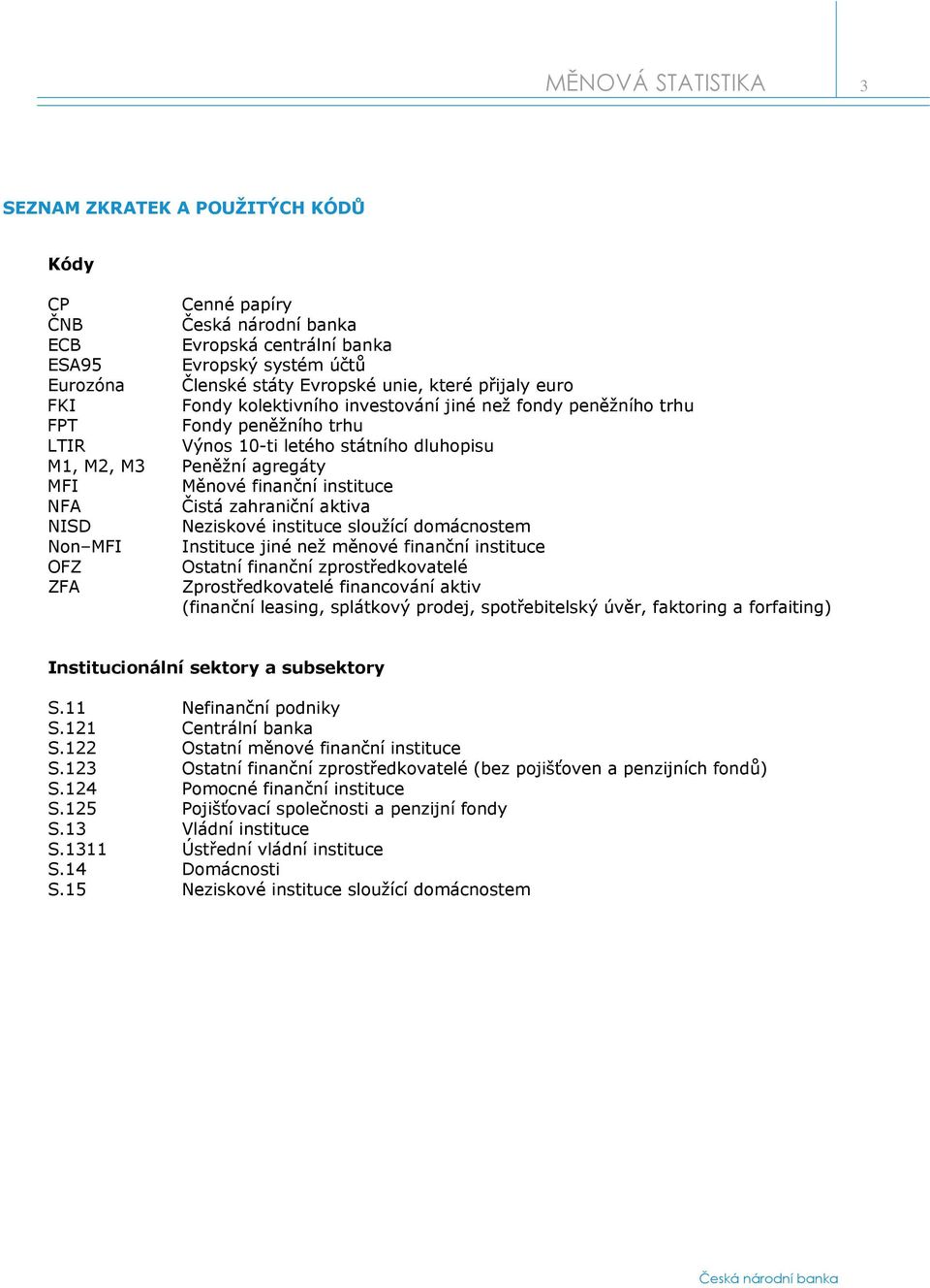 NISD Neziskové instituce sloužící domácnostem Non MFI Instituce jiné než měnové finanční instituce OFZ Ostatní finanční zprostředkovatelé ZFA Zprostředkovatelé financování aktiv (finanční leasing,