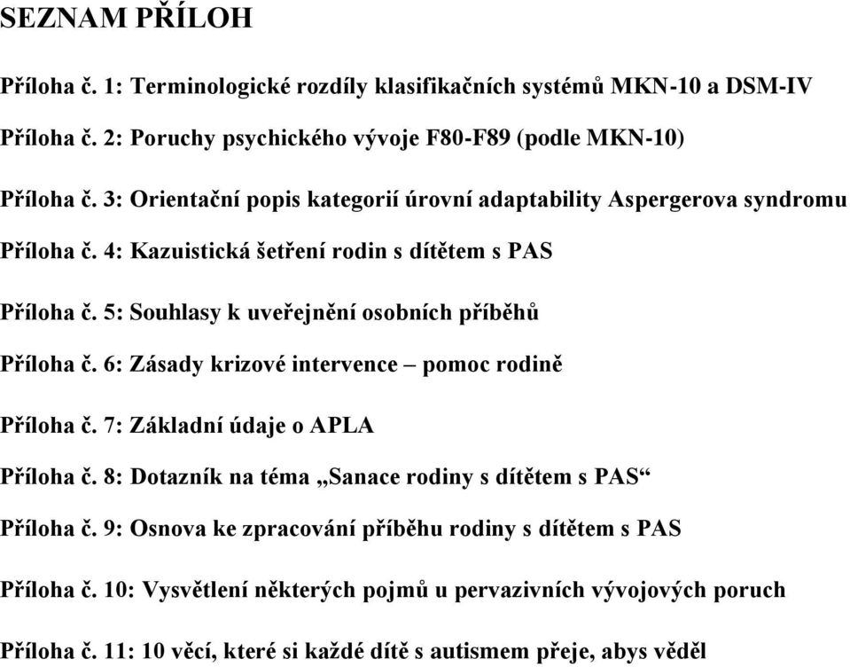 5: Souhlasy k uveřejnění osobních příběhů Příloha č. 6: Zásady krizové intervence pomoc rodině Příloha č. 7: Základní údaje o APLA Příloha č.